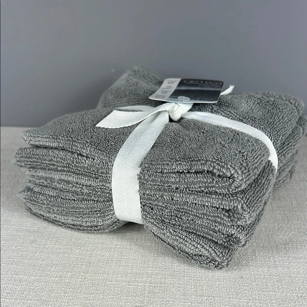 Loft by Loftex 4 Washcloths Gray 100% Cotton Ultra Soft ECO LOFT 4 pc NEW